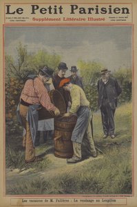 Høytiden til Frankrikes president Fallieres: druehøsten hjemme i landsbyen Loupillon (farge litho) av French School