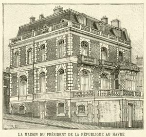 Huset til Frankrikes president på Le Havre (gravering) av French School