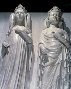 Marmorforekomstene til dronning Joan av Evreux (1307-1371) og kong Charles IV Le Bel (1294-1328). Det er samme modell som Maubuisson, laget etter ordre fra dronningen av Jean de Liege (kjent rundt 1357-1381). Basilica of Saint Denis, kongelig nekropolis. av French School