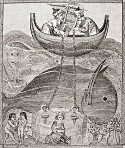 Den marine verden i henhold til middelalderens forestillinger, fra Science and Literature in The Middle Ages av Paul Lacroix pub. London 1878 av French School
