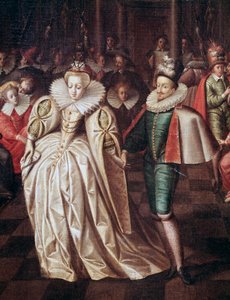 Ekteparet, Duc de Joyeuse og Margaret av Lorraine, detalj av ball gitt 24. september av French School