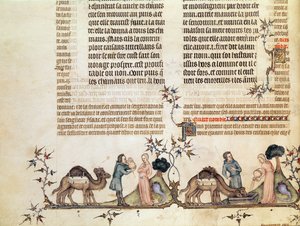 Møtet til Eliezer og Rebecca ved brønnen, fra The Bible of Jean de Sy, ca. 1355