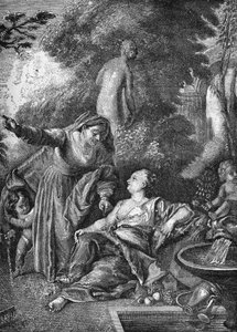 The old prostitutes became matchmaking (procuring). Engraving in “Histoire de la prostitution et de la debauche dans les peuples du globe depuis l