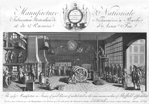 Den eneste produksjonen i Frankrike av gode barberhøvler av smeltet stål på samme måte som Sheffield i England, Yorkshire, sent på 1700-tallet (se også 248209) av French School