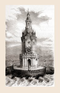 Det originale Cordouan-fyret fra 1600-tallet, nær munningen av Gironde-elvemunningen i Frankrike, fra 