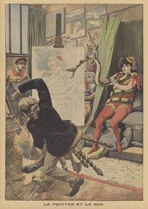 Maleren og boa constrictor (farge litho) av French School