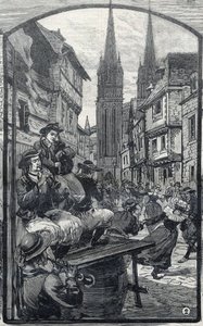 Spillerne til biniou i Quimper (Finistere, Bretagne). i «Den lille pariser»» av French School