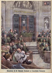 Poeten og dramatikeren Edmond Rostand ble mottatt i Academy Francaise for "Le Petit Journal" av French School