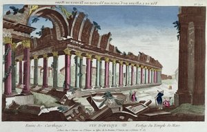 Restene av Mars-tempelet blant ruinene av Kartago av French School