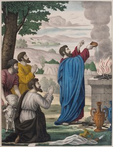 De rivaliserende ofrene til Elia og Baal-prestene, illustrasjon fra en katekisme LHistoire Sainte, utgitt av Charles Delagrave, Paris, sent på 1800-tallet av French School