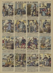 Hemmelighetene til et kar med tjære (farge litho) av French School