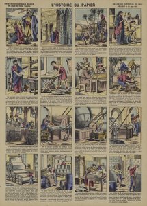 Historien om papir (fargelitho) av French School