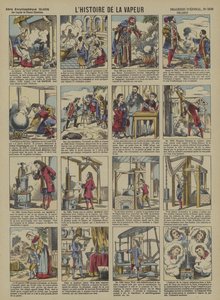 Historien om damp (farge litho) av French School