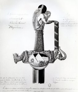 Sverdet eid av Frans I av Frankrike, Charles V, den hellige romerske keiseren og Napoleon Bonaparte med motiv som representerer Napoleons kampanje i Egypt av French School