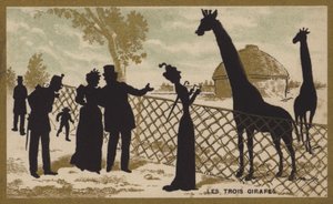 De tre sjiraffene (chromolitho) av French School