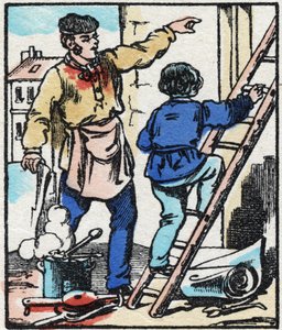 Prikkelen. Gravering i "" La chanson des metier"". Epinal avbildning, slutten av 1800-tallet. Privat samling av French School