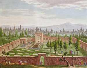 Graven til den store persiske poeten Hafiz Shirazi (ca. 1325-c. 1388) ved Shiraz av French School