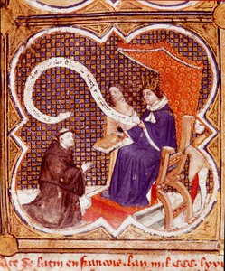 Oversetteren tilbyr boken sin til kong Charles V (1338-1380) Miniatyr hentet fra 