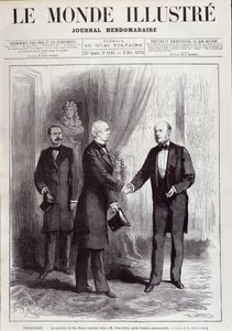 Besøket til Marechal Patrice av Mac Mahon (Mac-Mahon) (1808-1893) til president Jules Grevy (1807-1891). I "" Le Monde illustrious", februar 1879. av French School