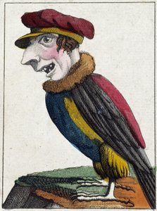 Gribben i karikatur, studie av karakter "flyktig karakter" sd. 19. populære bilder. av French School