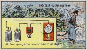 Termometer med minimum temperatur alarm (chromolitho) av French School