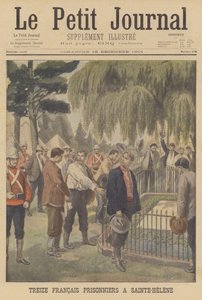 Tretten franske fanger på St Helena (farge litho) av French School
