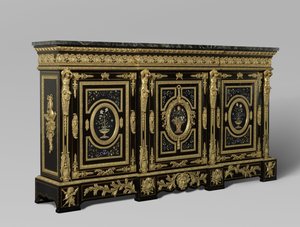 Tredørs skap, ca. 1835-38 (forgylt tre med bronse) av French School