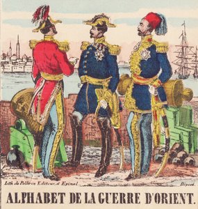 Tre generaler: Lord Raglan, generalsjef for den engelske hæren, Pélissier, general for den franske hæren og Omer-Pasha, generalsjef for den tyrkiske hæren av French School