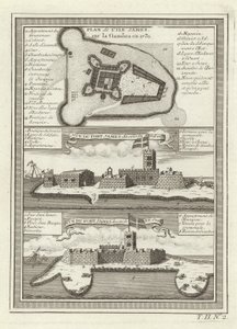 Tre utsikt over Fort James i Gambia av French School