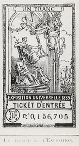 Inngangsbillett til Exposition Universelle i 1889 (litho) av French School