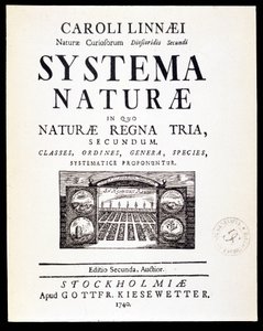 Tittelside "" Naturlige systemer"" av Linné av French School
