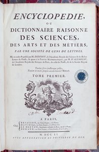 Tittelside til Encyclopedia av Denis Diderot (1713-84), utgitt i Paris i 1751 (se også 157777) av French School
