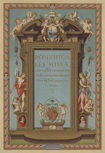 Tittelsiden til det pavelige messeboken (chromolitho) av French School