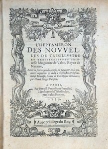 Tittelside til "" the Heptameron""": historier eller nyheter av Margarita av Navarre (Marguerite av Valois, Marguerite av Angouleme eller Marguerite av Frankrike (1492-1549) dronning av Navarra og poetinne av French School
