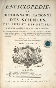 Tittelside til første bind av Encyclopedia av Denis Diderot og Jean le Rond dAlembert, 1751 av French School