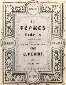 Tittelsiden til partituret I Vespri Siciliani av French School