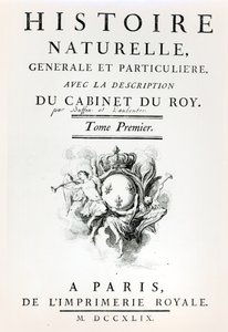 Tittelside for Natural History, General and Particular av Buffon, Paris, 1749 av French School