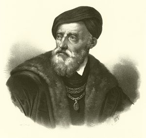 Tiziano Vecelli eller Tiziano Vecellio, kjent på engelsk som Titian, portrett (gravering) av French School