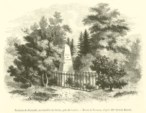 Graven til Sismondi, på kirkegården i Chenes, nær Genève (gravering) av French School