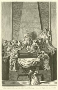 Graven til marskalken av Saxe, i Saint-Thomas-kirken, i Strasbourg (gravering) av French School