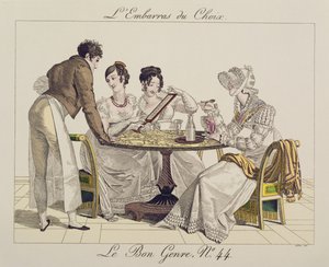 Too Much Choice, plate 44 fra Le Bon Genre, 1827 av French School