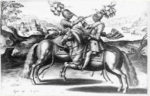 Turneringsscene mellom Henri IV (1553-1610) og Antoine de Pluvinel (1555-1620) av French School