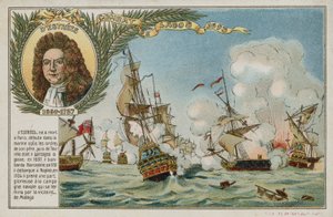 Byttekort med et bilde som viser slaget ved Lagos av French School