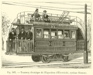 Elektrisk trikk av Elektrisitetsutstillingen, Siemens-systemet (gravering) av French School