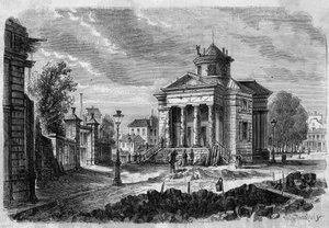 Transformasjoner av Paris under det andre imperiet, Haussmann-Paris: utsikt over Barriere du Combat og arbeidet med å utvide rue Magnan, 1868. Gravering i ""Le Monde Illustre"" nr. 598 av 26. september 1868. av French School