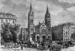 Transformationen von Paris unter dem Zweiten Kaiserreich, Haussmanns Paris: Außenansicht der Kirche Saint Ambroise (Saint-Ambroise) erbaut von Théodore Ballu (1817-1885) von French School