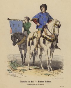 Kongens trompet, Herault d'Armes, begynnelsen av det 15. århundre (farget gravering) av French School