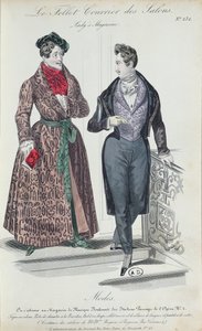 To elegante unge menn, 1835 (fargegravering) av French School
