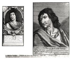To portretter av Savinien Cyrano de Bergerac (1619-55), til høyre etter Zacharie Heince (1611-69) av French School