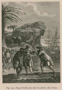 Typisk slavehandelsscene på 1700-tallet (gravering) av French School